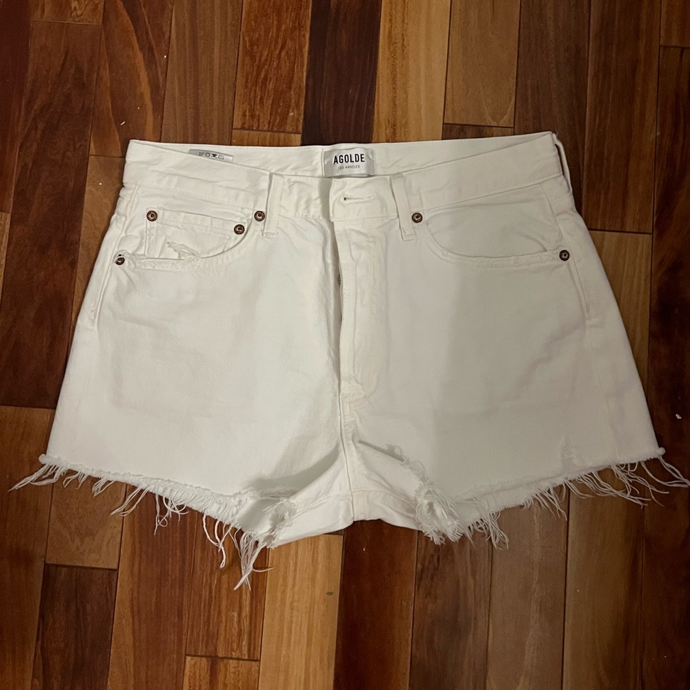 AGOLDE White Denim Shorts